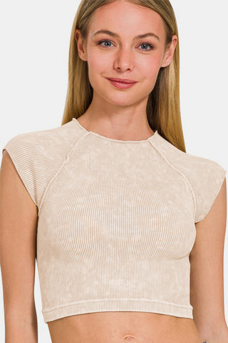 Ribbed Round Neck Cropped Top