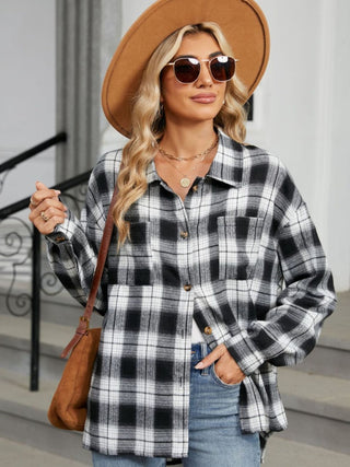 PREORDER Plaid Collared Neck Long Sleeve Shirt 8 Colors