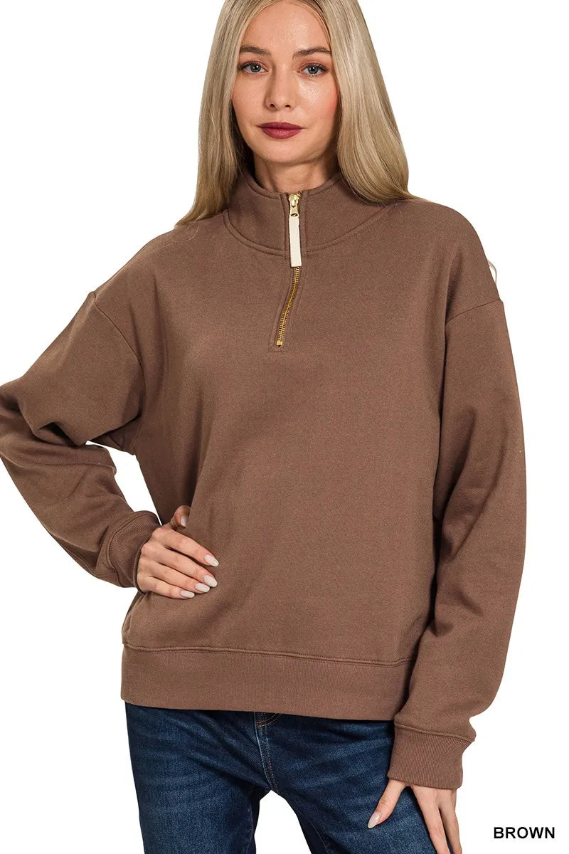Fleece Half Zip Sweatshirt – Estornes&Boor Boutique