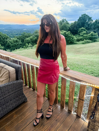Let’s Talk About It Faux Leather Skort