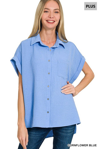First Kiss Woven Button Down Shirt