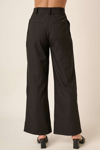 Deep Pleated High Waisted Wide Leg Pants