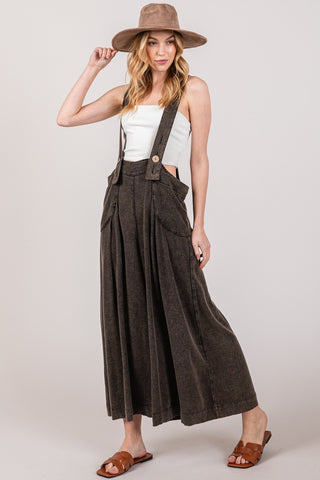 Wide Strap Wide Leg Overalls