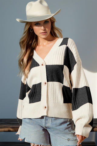 PREORDER Checkered Dropped Shoulder Cardigan 2 Colors