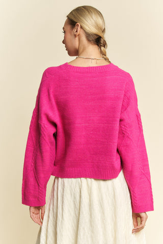 Diamond Cable Pattern Drop Shoulder Sweater