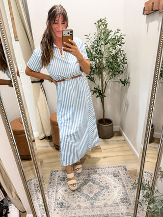 Striped Maxi Dress with Side Slit