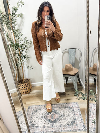 Anniewear Stretch Wide Leg Crop White Denim