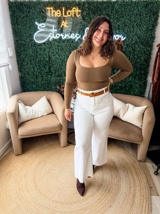 Anniewear Stretch Wide Leg Crop White Denim