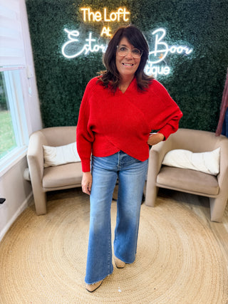 Sweet Things Criss Cross Sweater Ruby