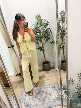 Striped Tie-Front Sleeveless Top and Pants Set