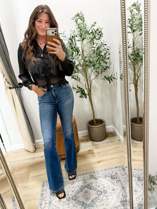 Button Up Lace Bottom Top