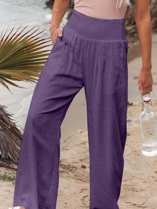 PREORDER Full Size Smocked Waist Wide Leg Pants 7 Colors