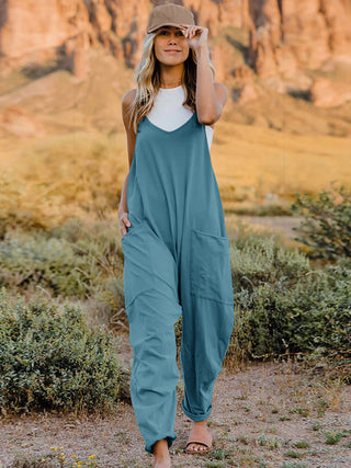 V-Neck Sleeveless Jumpsuit with Pockets 6+ colors