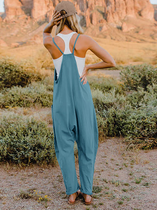 PREORDER  V-Neck Sleeveless Jumpsuit with Pockets 6+ colors