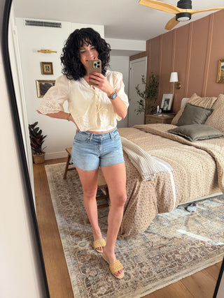 Twisted Heart Eyelet Tie Blouse