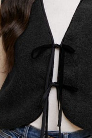 V-Neck Tie Detail Vest Coat