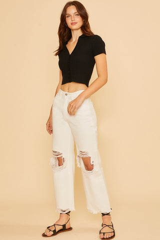 Annie Wear Distressed Raw Hem Jeans