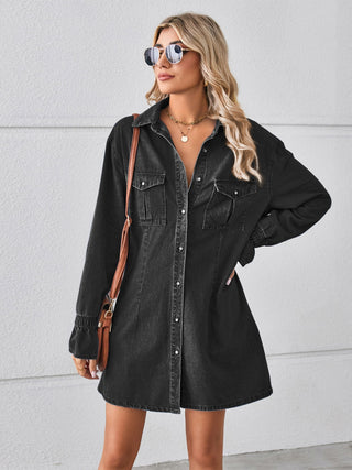 PREORDER Pocketed Dropped Shoulder Mini Denim Dress 2 Colors