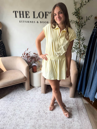 Getting Out Butter Soft Romper in Lemon