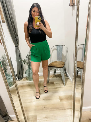 Your New Favorite Pleated Shorts Kelly Green