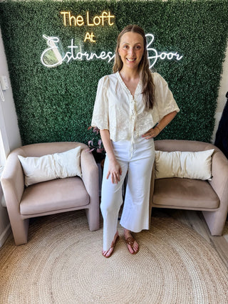 Twisted Heart Eyelet Tie Blouse