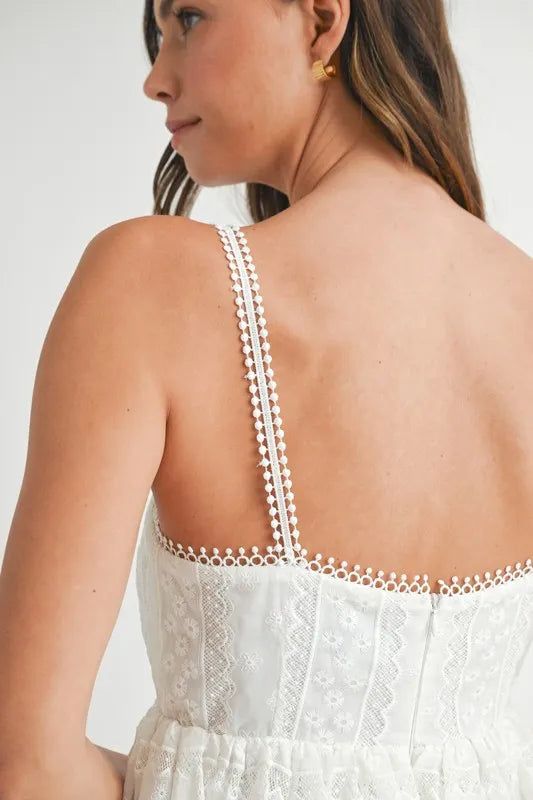 Eyelet Lace Babydoll Mini Cami Dress Estornes&Boor Boutique Eyelet Lace Babydoll Mini Cami Dress Estornes&Boor Boutique