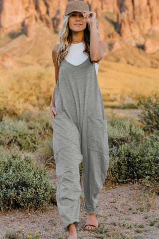 V-Neck Sleeveless Jumpsuit with Pockets 6+ colors