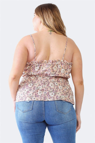 Frill Floral Square Neck Cami