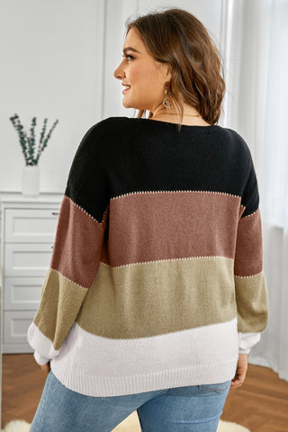 Color Block Round Neck Sweater