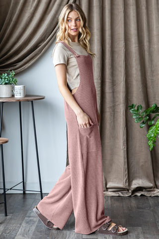 Ribbed Front Pocket Sleeveless Jumpsuit