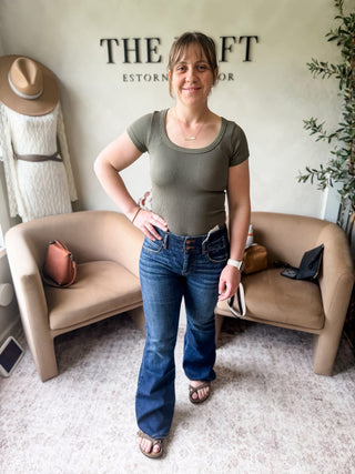 Risen Hollie High Rise Dark Wash Flare