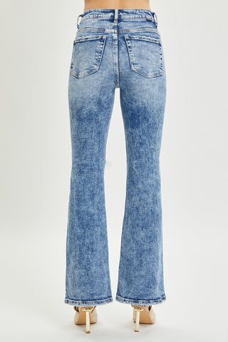 RISEN High Rise Distressed Flare Jeans