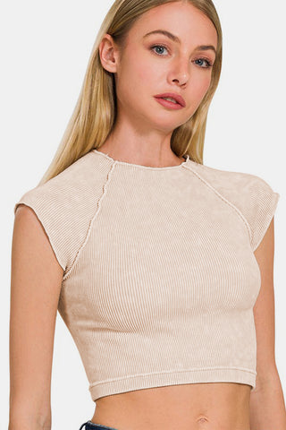 Ribbed Round Neck Cropped Top