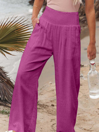 PREORDER Full Size Smocked Waist Wide Leg Pants 7 Colors