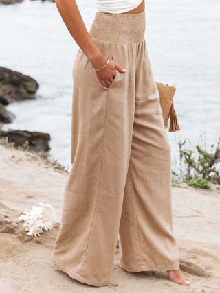 PREORDER Full Size Smocked Waist Wide Leg Pants 7 Colors