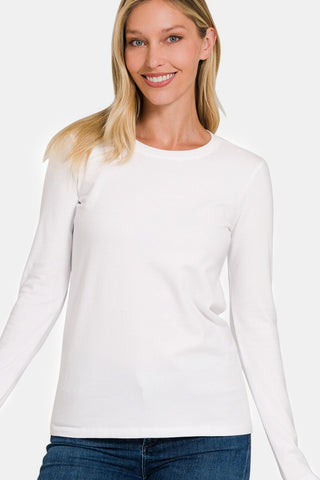 Solid Color Round Neck Long Sleeve T-Shirt