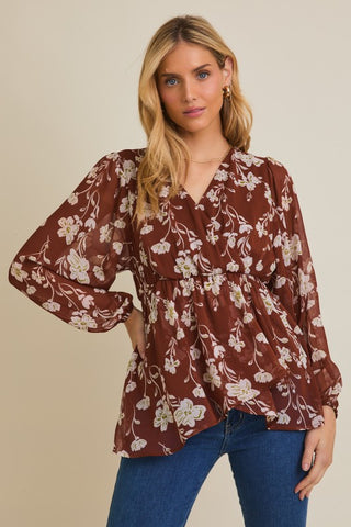 She’s Beautiful Surplice Floral Top