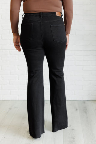 JUDY BLUE Etta High Rise Control Top Flare Jeans in Black