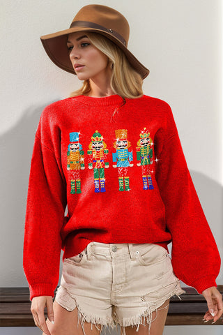 PREORDER Sequin Nutcracker Long Sleeve Sweater 3 COLORS