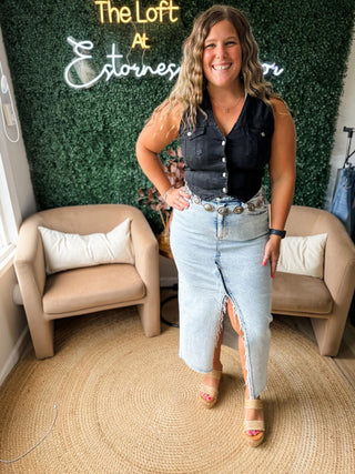 Risen Charity Denim Maxi Skirt