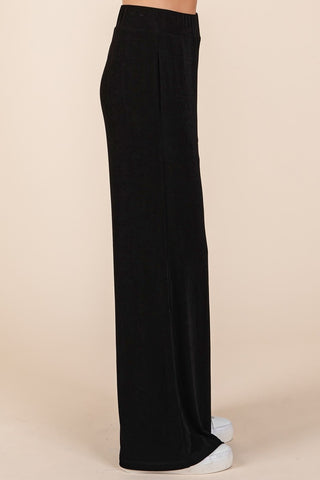 Elastic Waist Pants with Side Pockets