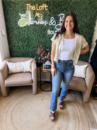 Stay Awhile Crochet Button Top