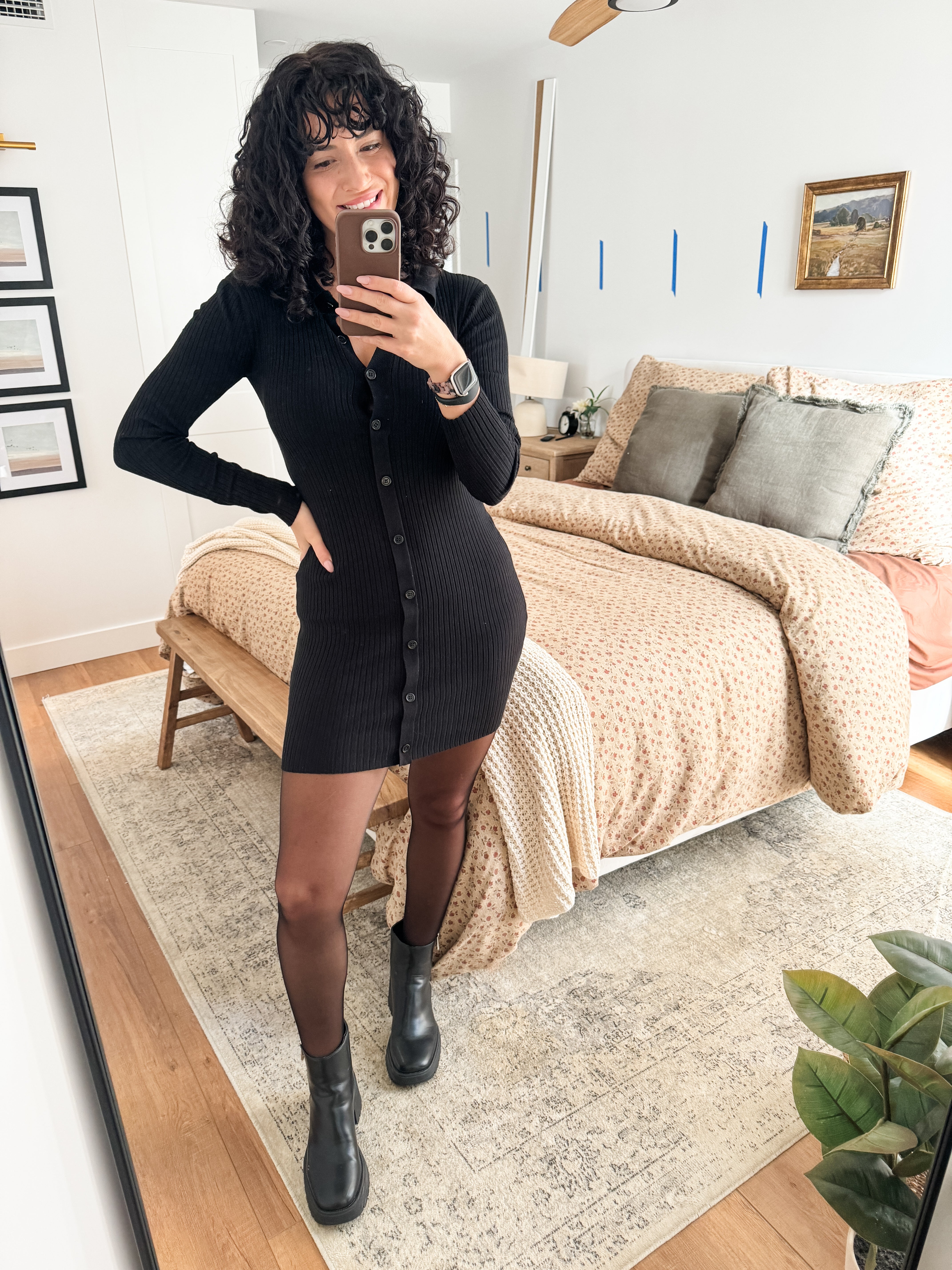 ribbed button up dress Button Front Rib Knit Midi Dress | Slim Fit