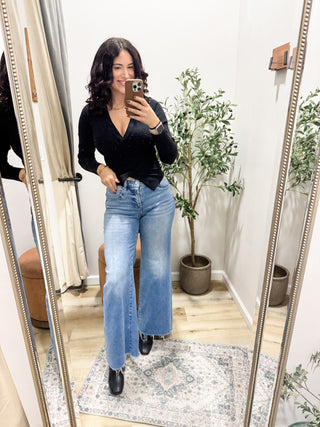 Luxe Little V-Neck Wrap Sweater
