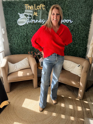 Sweet Things Criss Cross Sweater Ruby