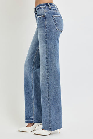 RISEN High Rise Straight Leg Jeans with Pockets *Longer Inseam*