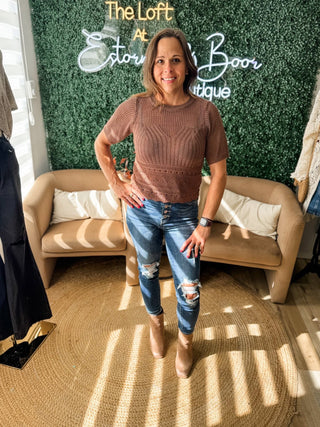 No Worries Open Knit Top