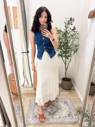 Never On Time Denim Vest 2 Colors
