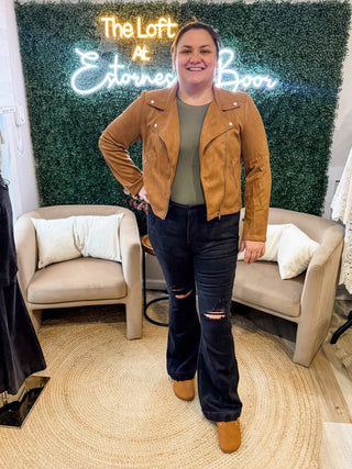 Clara Faux Suede Jacket in Camel