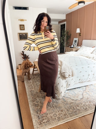 PREORDER Striped Polo Collar Knit Top